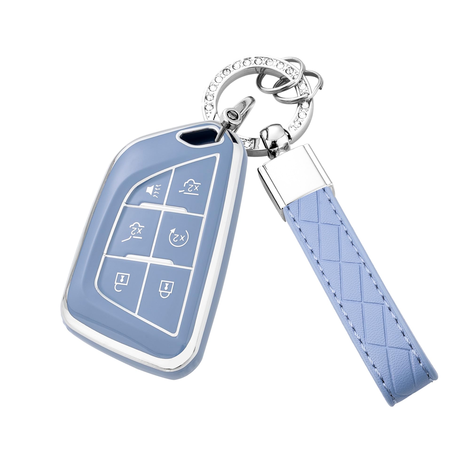 Flensent Key Fob Cover with Keychain for Cadillac 2020 2021 2022 ATS CT5 CT6 XT4 XT5 XTS Soft TPU Car Smart Keys Case