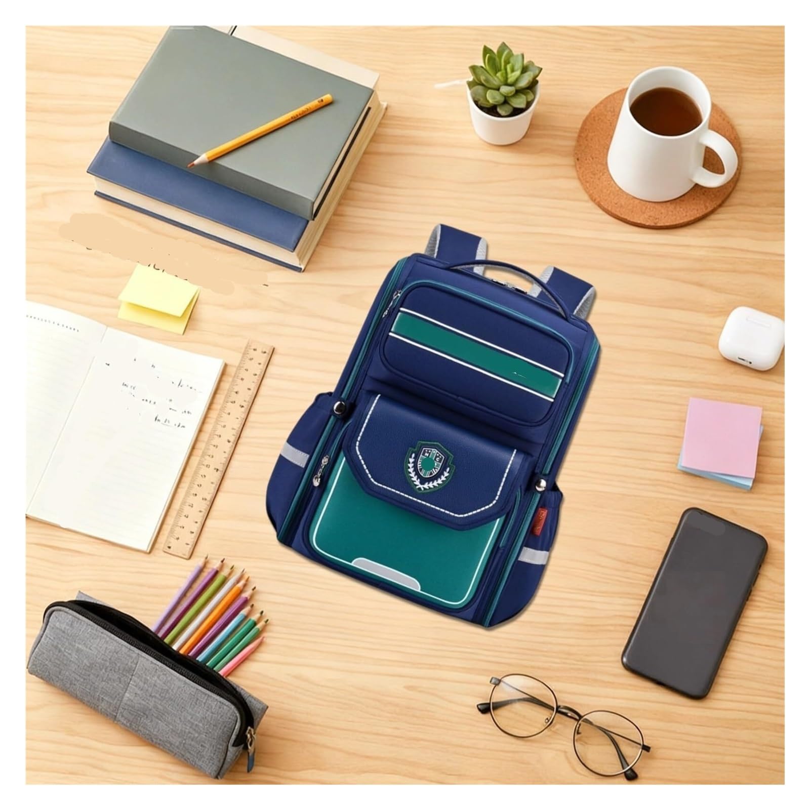 Mochila estética y duradera con detalles preppy y completa mochila