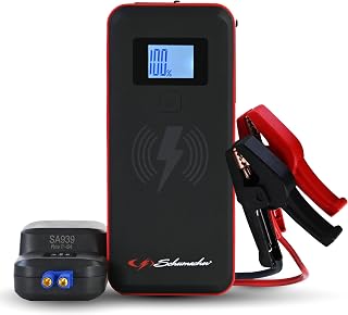 Schumacher SL1643 2000A Lithium Jump Starter & 4-in-1 Power Pack: Wireless Charging, USB Ports, LED Flashlight for Cars, Trucks, RVs, Marine