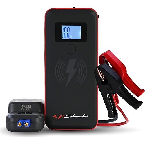 Schumacher Electric 2000A Lithium Car Battery Jump Starter & Portable Power Pack/Jump Box, 4-in-1 Solution, 10W Wireless & 3A USB Charging, for 12V Power Sport, Automotive, & Marine Batteries, SL1643