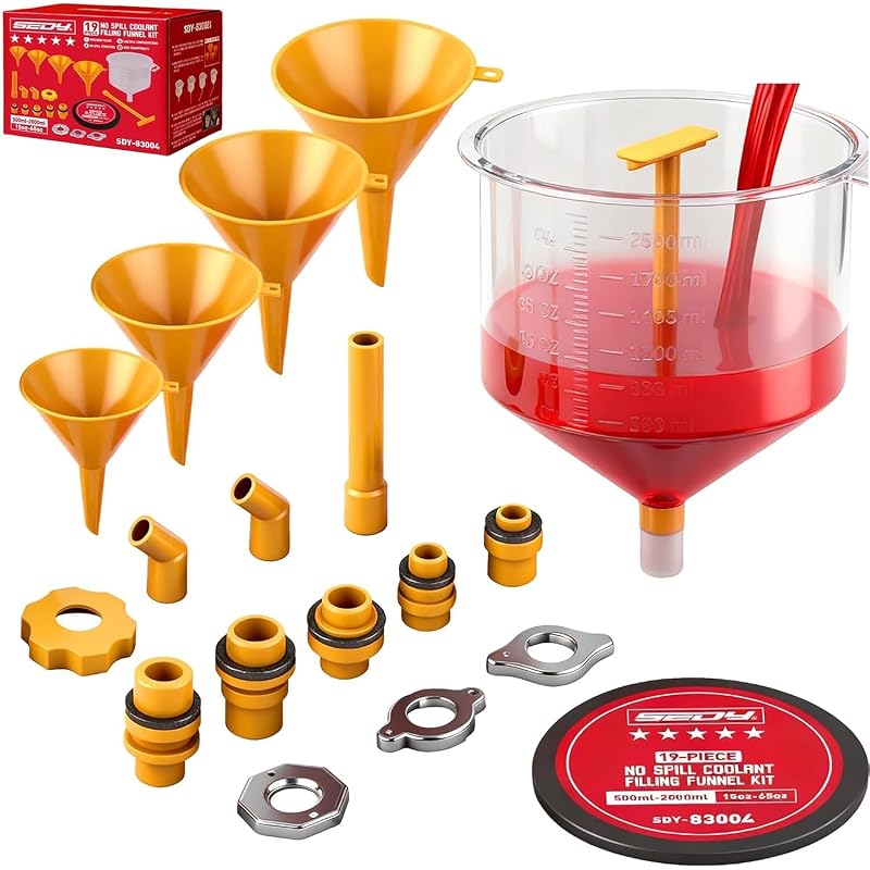 Kit de Funil para Abastecimento de Líquido de Arrefecimento SEDY Classic Edition com 19 Peças