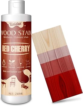Wood Stain, 8.5oz/250ml Water Based Wood Stain for Indoor and Outdoor Furniture, Cabinet, Door, Trim and More - Fast Drying, Low Odor&Non-Toxic, Easy to Apply, Multiple Finishes Red Cherry