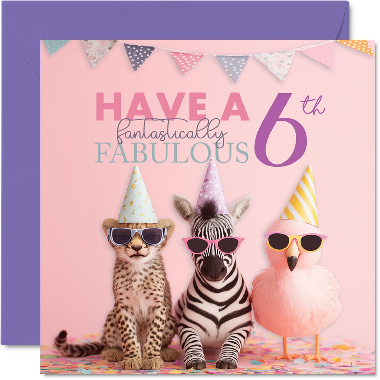 6th Birthday Cards for Girls - Fantastically Fabulous - Happy Birthday Card for 6 Year Old Girl Great Niece Granddaughter Niece Daughter, 145mm Bday Greeting Cards