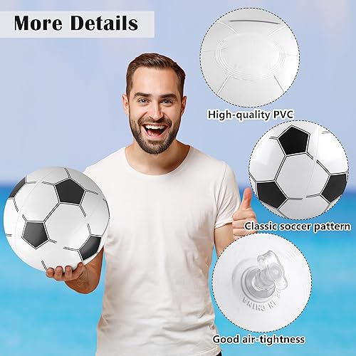 Miniatura 3 de durony Pelota de playa inflable de fútbol de 11 pulgadas, 12 piezas, pelota deportiva inflable para fiesta de cumpleaños, verano, playa, juegos de