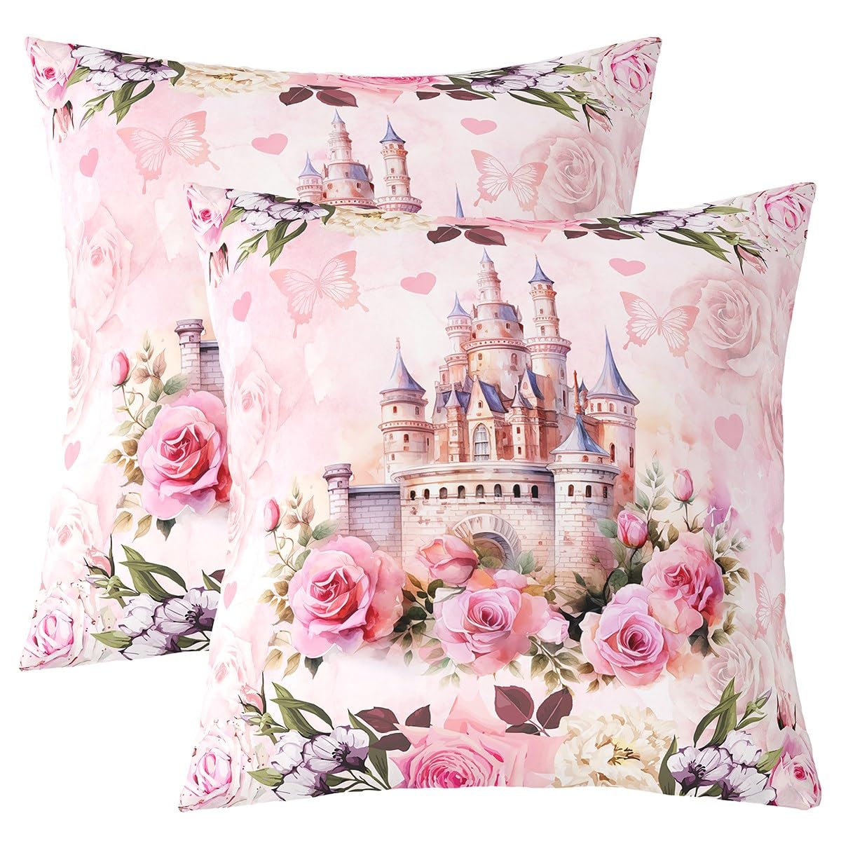 Amazon.com: Manfei Girls Castle Throw Pillow Covers 16
