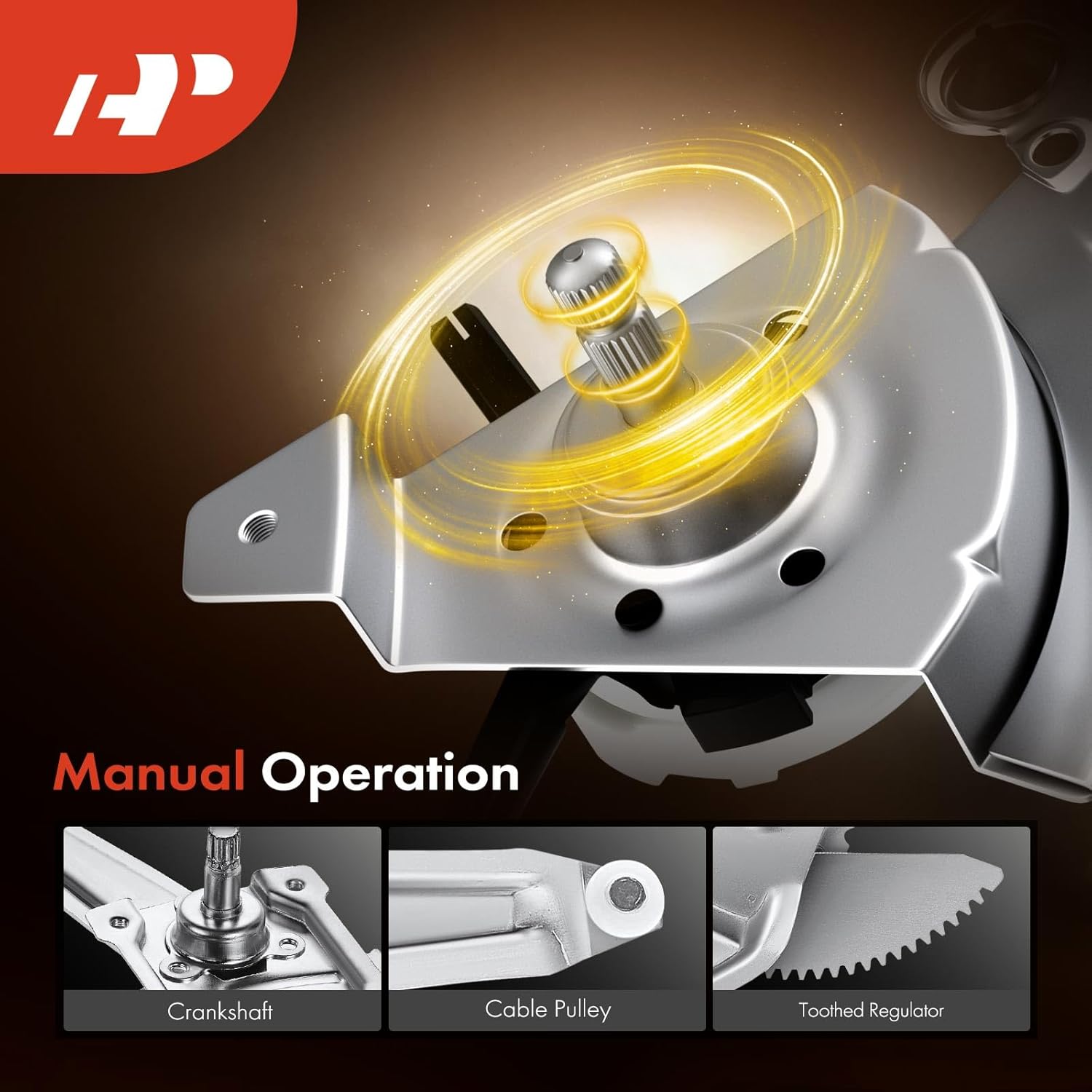 A-Premium Manual Window Regulator Rear Passenger Side Compatible with Toyota Corolla 1998 1999 2000 2001 2002, Rear Right Passenger Side