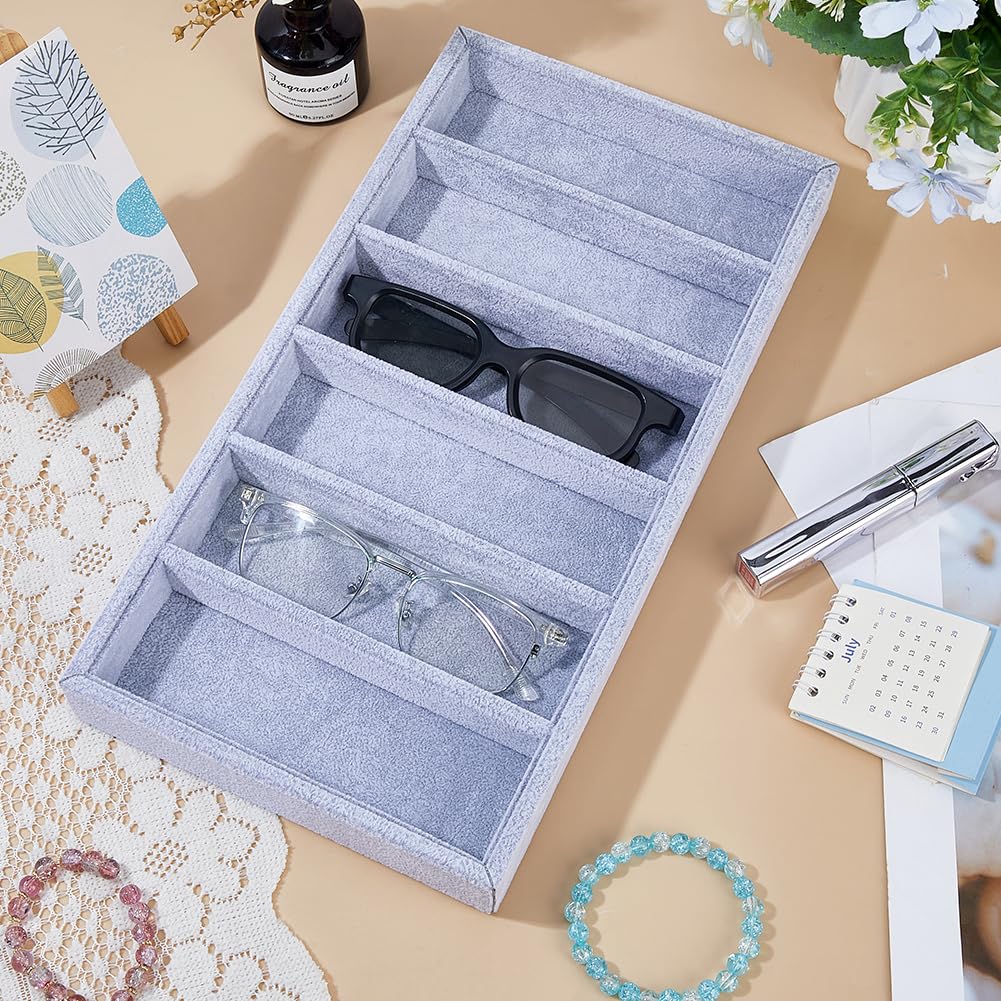 DICOSMETIC 4 pezzi, 6 scomparti, organizer per occhiali da sole, vassoio in velluto antigraffio, display grigio chiaro, cassetto per occhiali, porta occhiali, organizer per gioielli, orologi