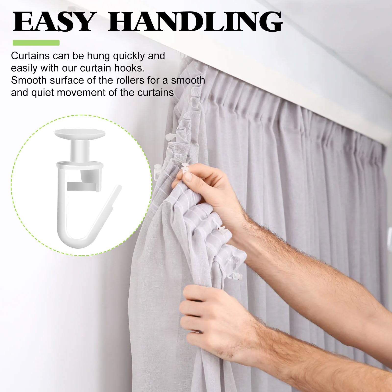 100 Pcs Glisseurs Pour Pail à Rideaux,Coulissant Plastique Crochet