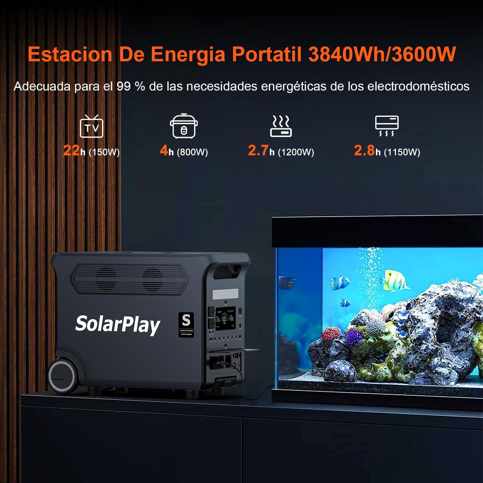 SolarPlay Q3600 Power Station Portatile 3600W (Picco 7200W), Batteria di Backup 3840Wh LiFePO4,Ricarica Ultra-Rapida 1.5h,Generatore Elettrico Portatile per Casa,Camper,Vanlife e Emergenza Energetica
