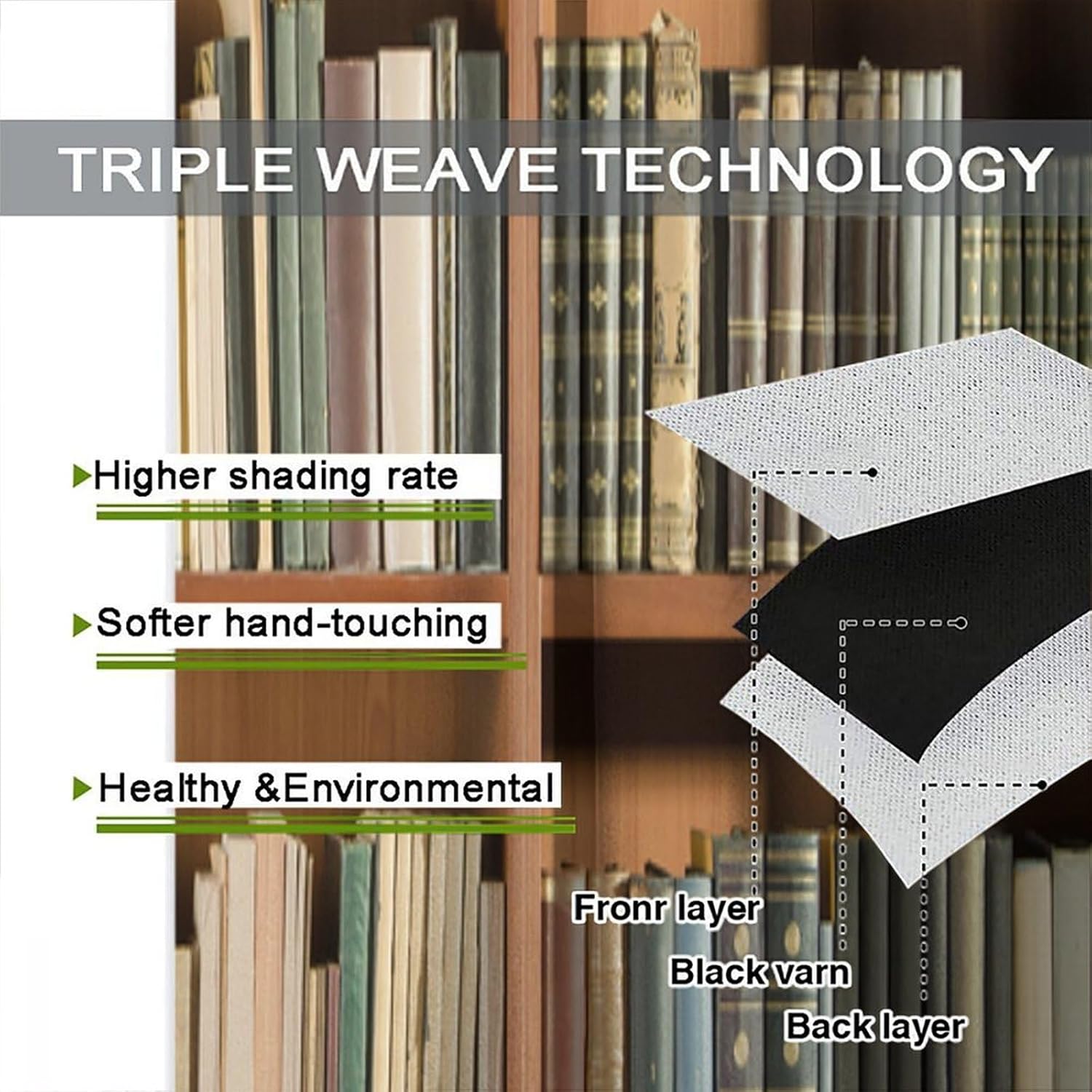 Library Bookshelf Curtains Vintage Educational Bookcase Readable Books Curtain with Rod Pocket for Bedroom Living Room Home Decor Drapes Window Treatments 2 Panels Set 42x54 Inch