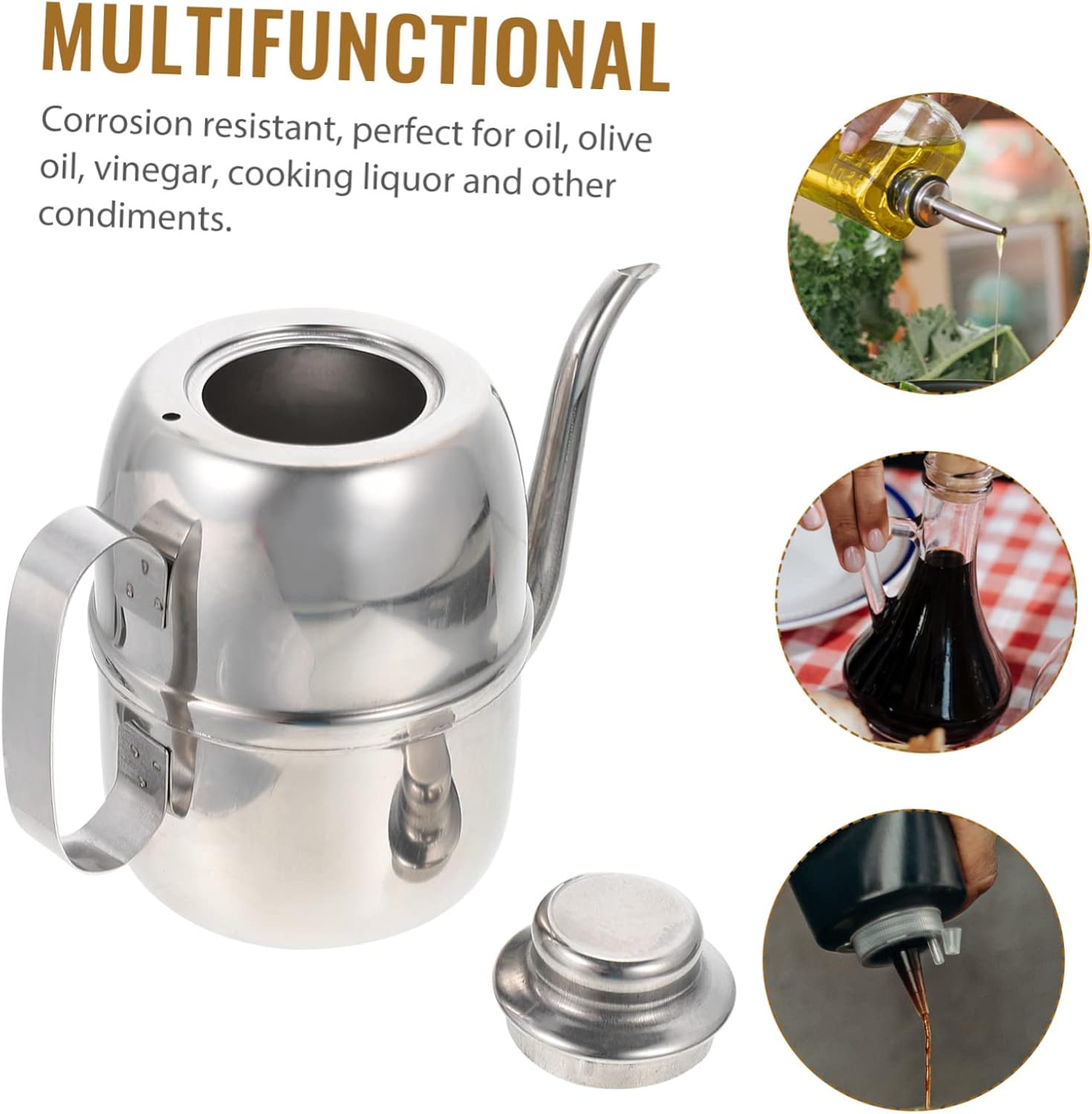 14oz Olive Oil Dispenser Spray Stainless Steel Bottle Topper Oil Vinegar Sprayer Leakproof Dustproof Sauce Dispenser