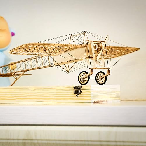 Miniatura 5 de HUIOP DWH de madera VX14 Escala 123 de 14.961 in Pan Avión Estático de Madera DIY Modelo de Construcción Bleriot XI Aeroplane 3D Puzzles DIY Kit de