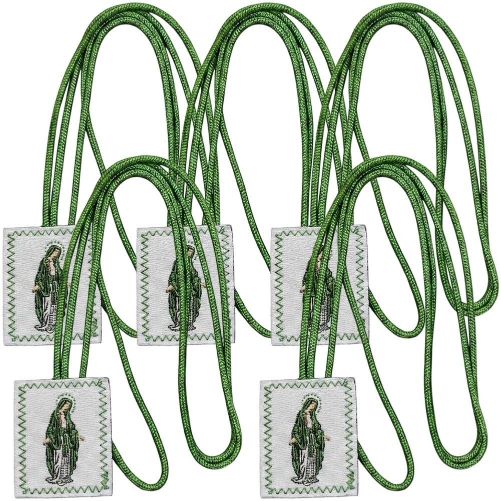 Ppmter Scapulars Catholic, 5 Pcs Scapular of Virgen De Guadalupe Necklace, Escapularios Catolicos Scapular Catholic Necklaces Religious Gift
