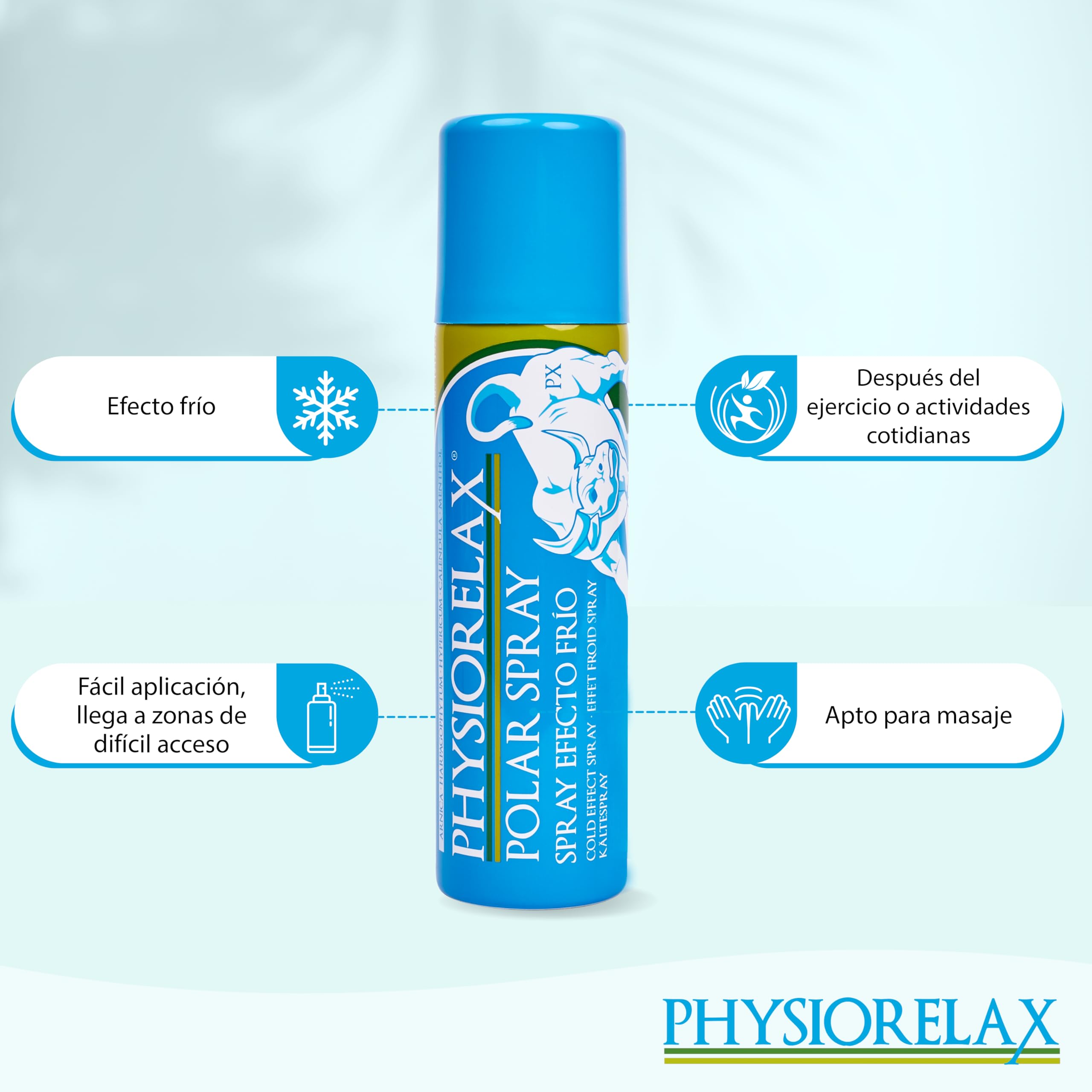 Physiorelax - Polar, Spray Efecto Frío, Sensación Refrescante y Relajante, Contribuye al Descanso tras la Actividad Física Cotidiana, Árnica e Ingredientes Naturales, Formato Fácil de Usar - 150 ml