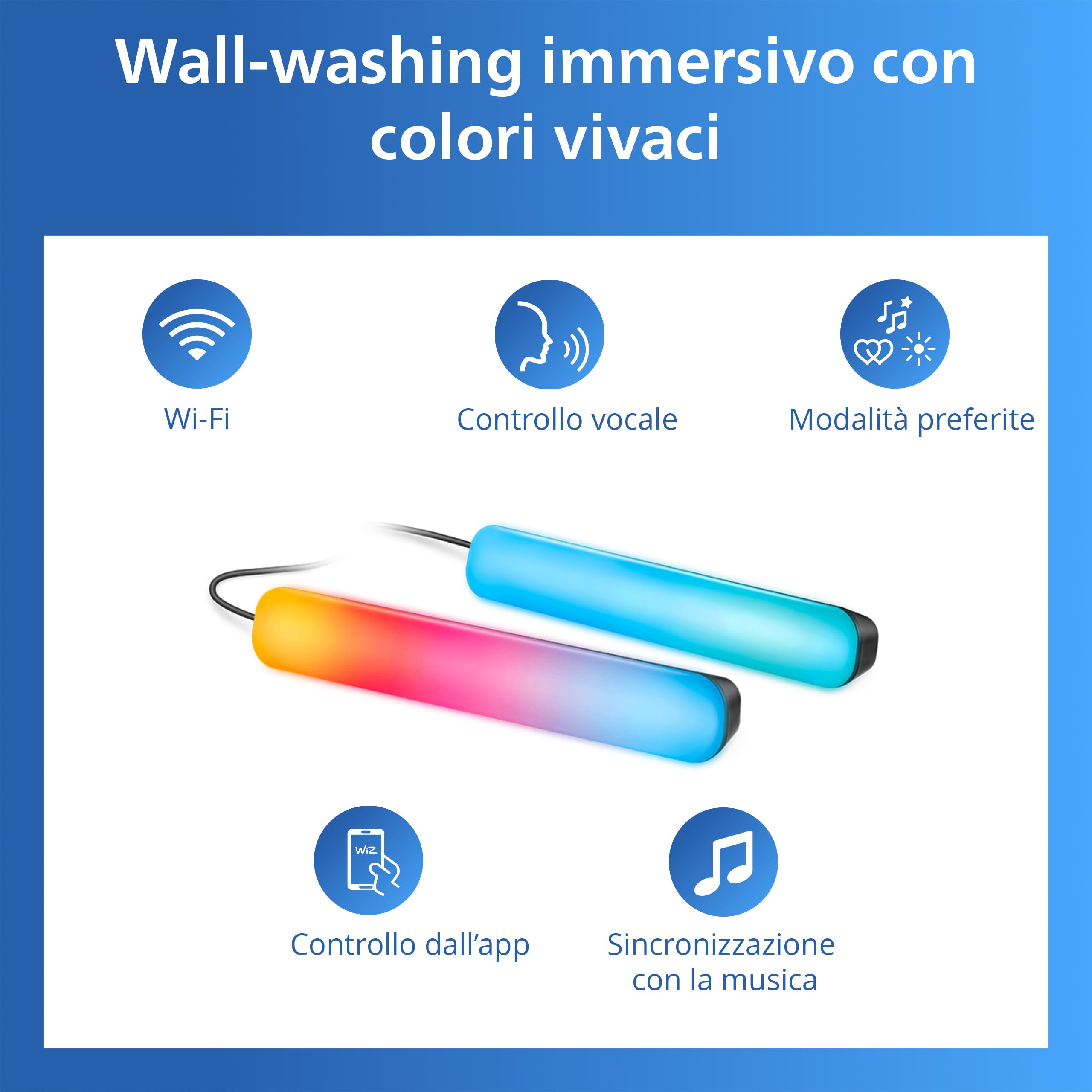 Philips Smart Lighting Gradient Barre Luminose, LED RGBIC, Lampada da Tavolo, Effetti Multicolore, Sinc TV e Musica, Luce Immersiva, Facile da Instal, Connected by WiZ, Alexa, Google Home, Apple Home