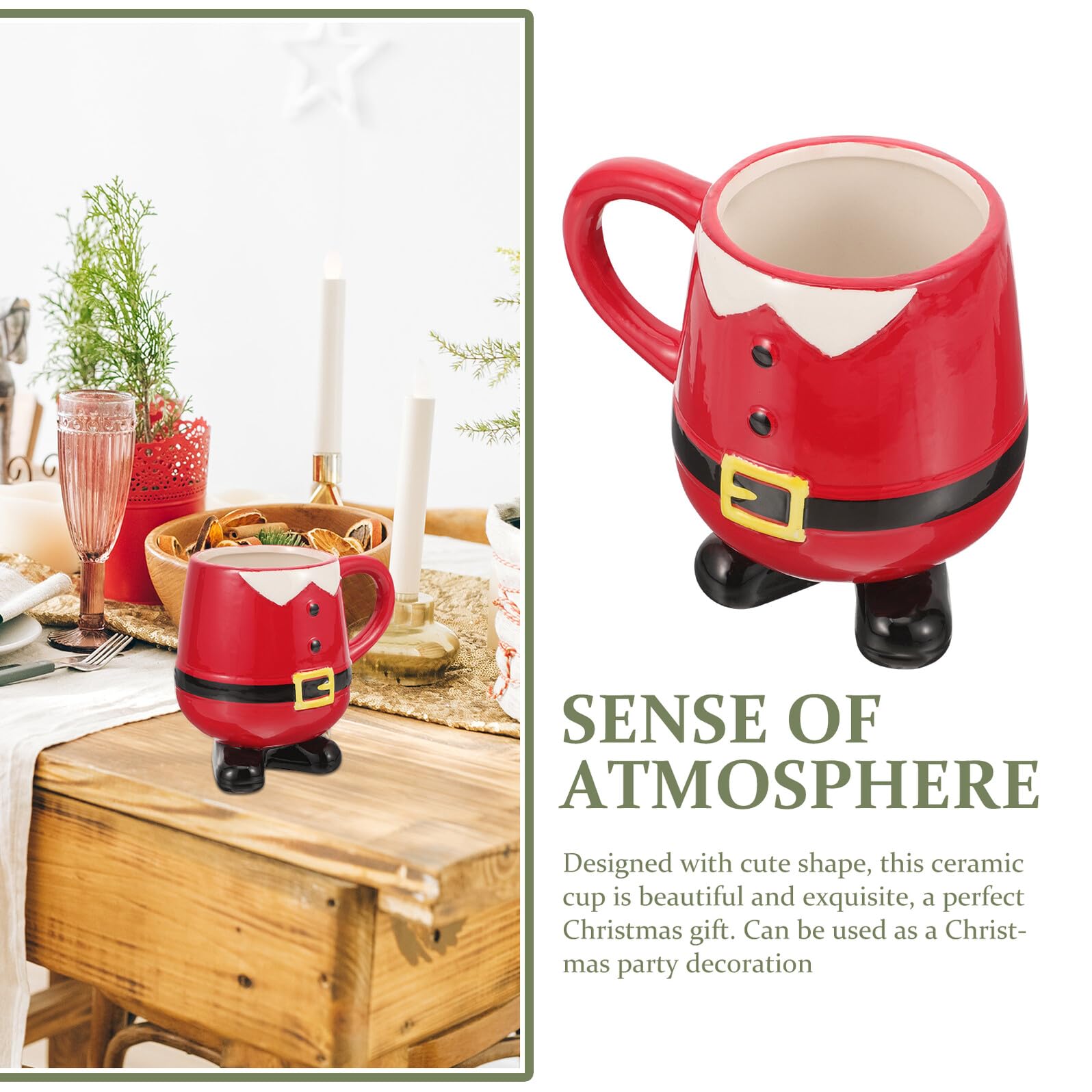 VALICLUD Copa de Papá Noel Taza Navideña Adorable de Cerámica para Fiesta de Navidad Diseño de Papá Noel Obsequio Navideño Hogar