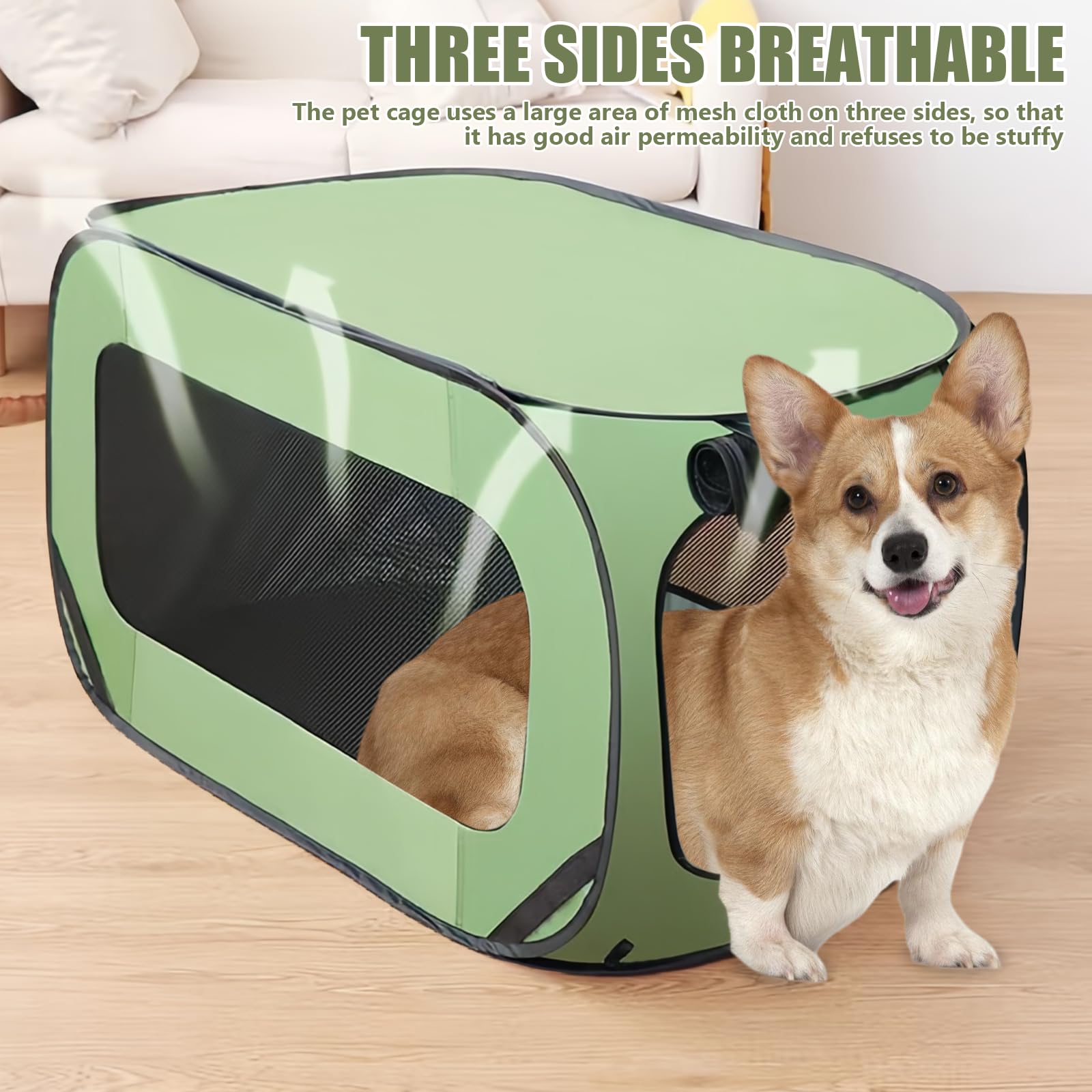 92 x 52 x 52 cm. Gabbia pieghevole per cani: trasportino portatile per cani con struttura in acciaio, tessuto Oxford impermeabile con cerniera, trasportino per cani