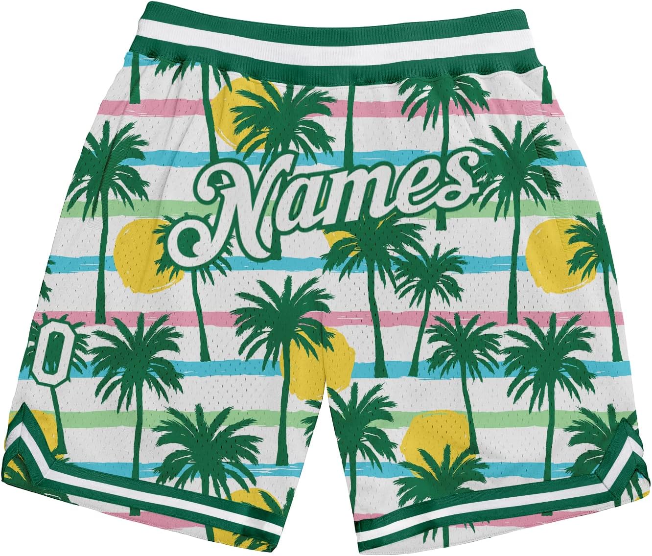 Custom Hawaii Rib-Knit Basketball Short Stitched Name and Number Printed Pattern Dry-Fit Sport Active Athletic Shorts