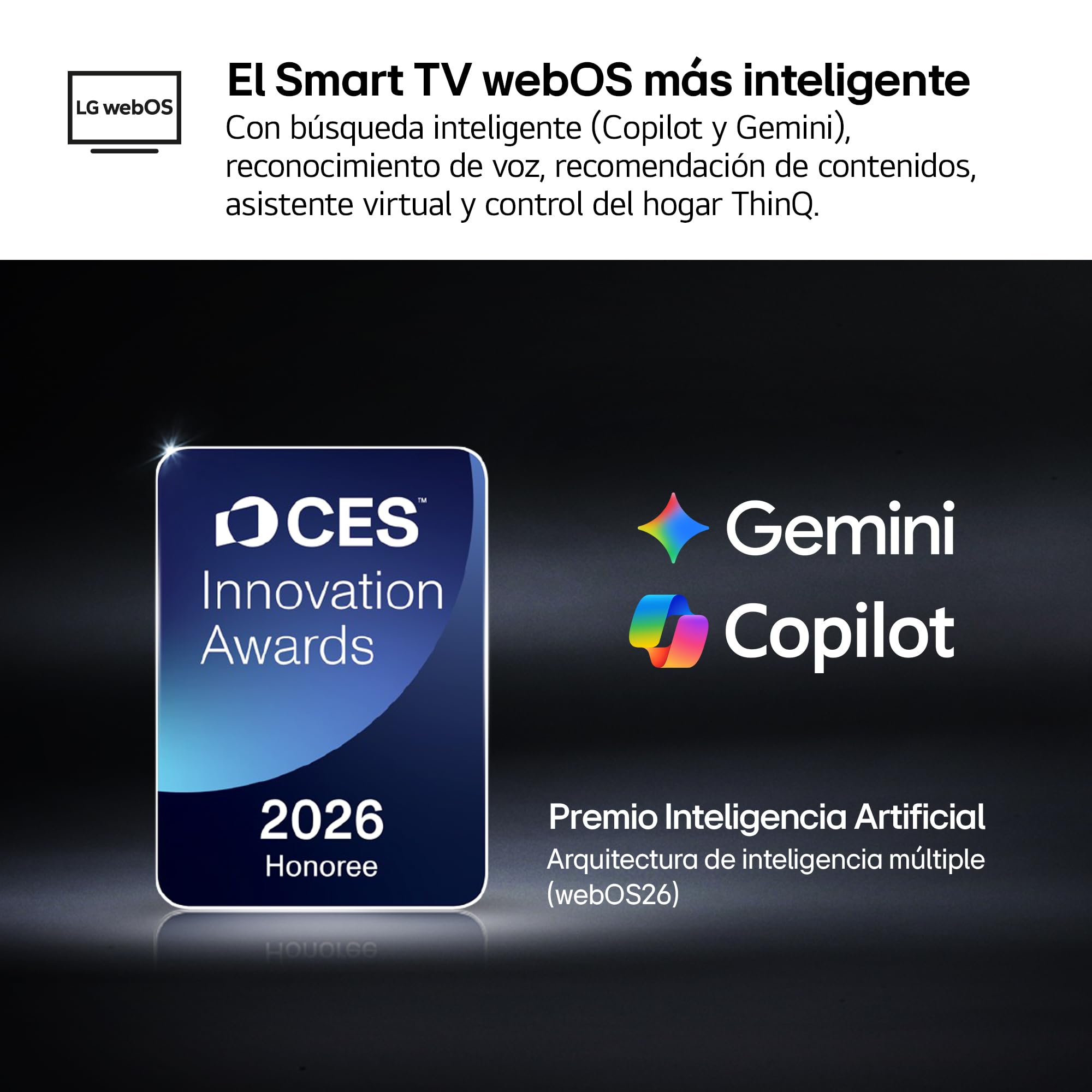 LG 43NU850B6LA - Smart TV Nano 4K UHD NU85 43 Pulgadas, Sin Reflejos al 94%, webOS 26 AI Copilot, Procesador Inteligente α7 AI Processor 4K Gen9, HDR10 Pro, 4K Super Upscaling, Dolby
