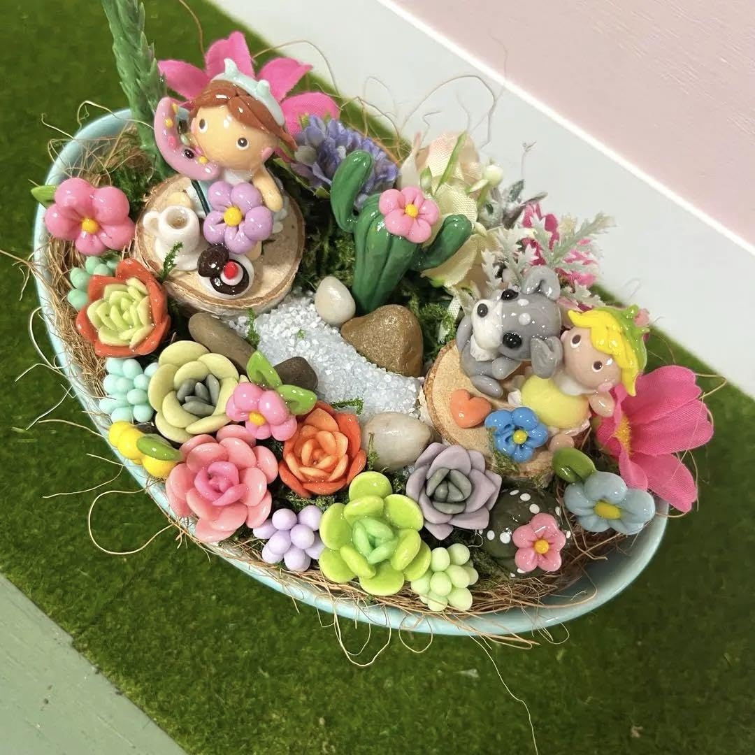 Amazon.co.jp: 多肉植物寄せ植え樹脂粘土レジン(粘土細工)ガーデン