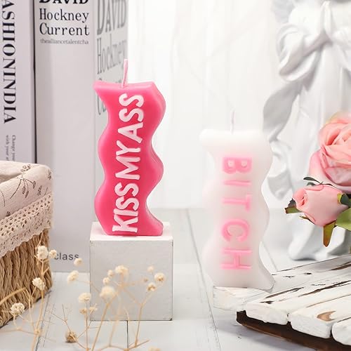 Miniatura 4 de Coume 2 velas estéticas de atmósfera, velas onduladas, con forma divertida, cera de soja, perfumada, regalo divertido para oficina, cumpleaños,