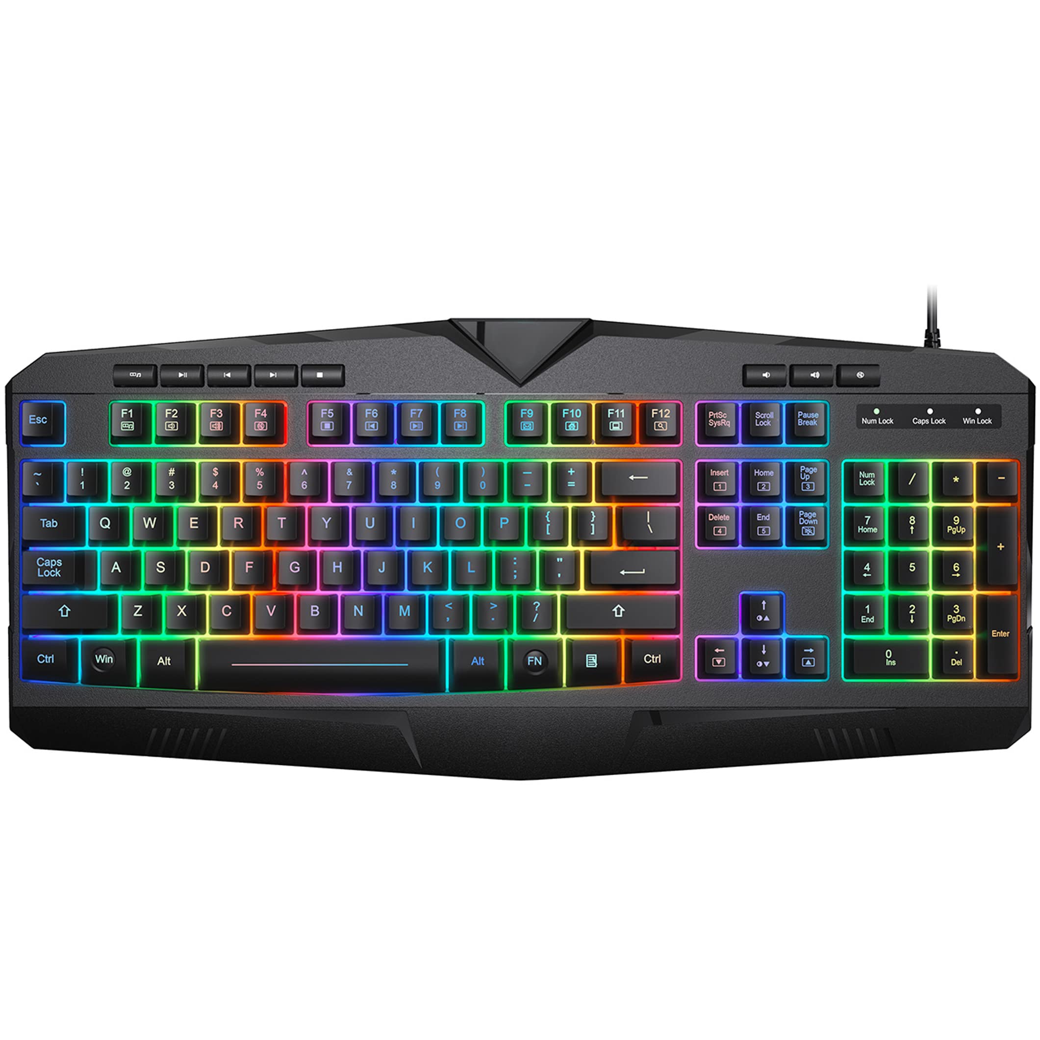 Amazon | ゲーミングキーボード 有線 7色 LED レインボーバックライト