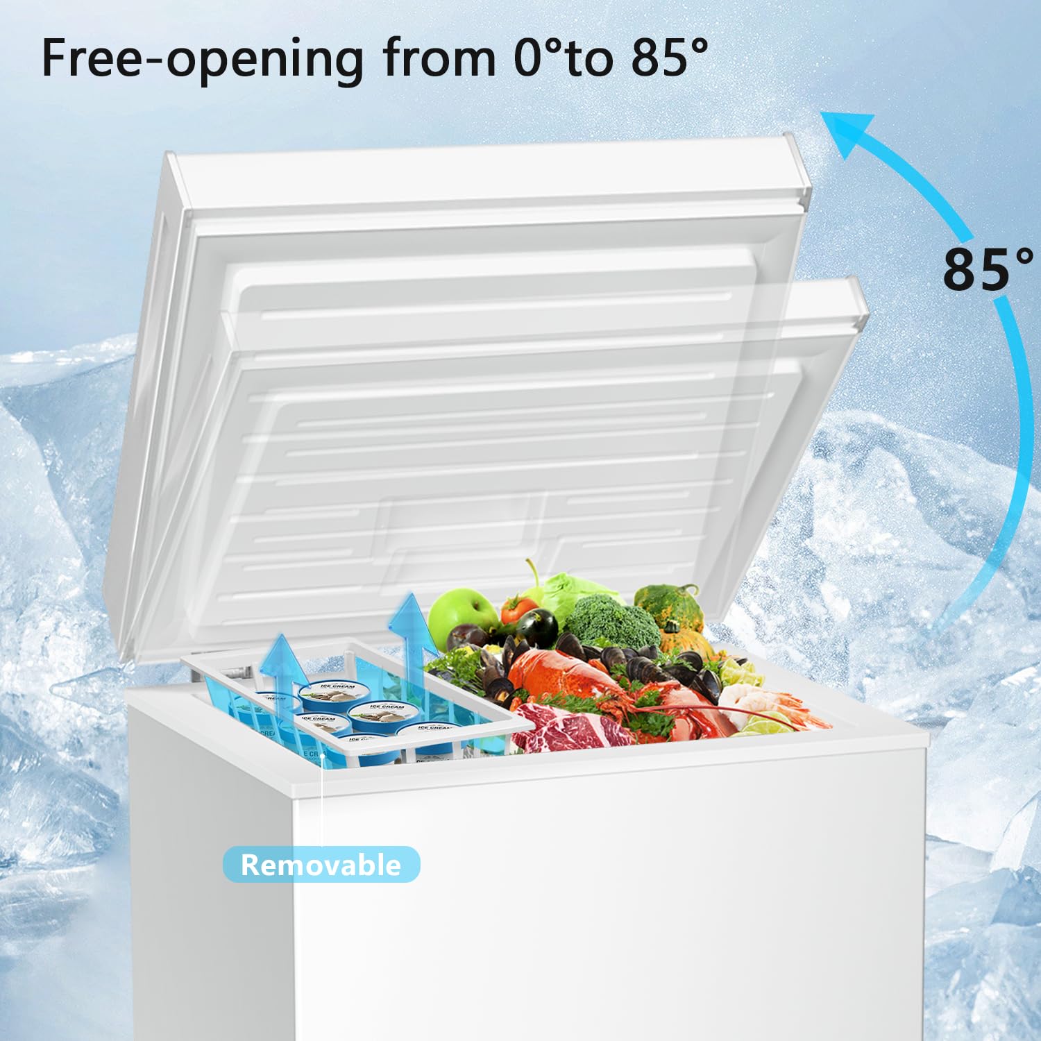 R.W.FLAME Chest Freezer 2.8 Cubic Feet, Deep Freezer with Basket Adjustable Temperature, Energy Saving, Top open Door Compact Freezer, White on Fridge.com