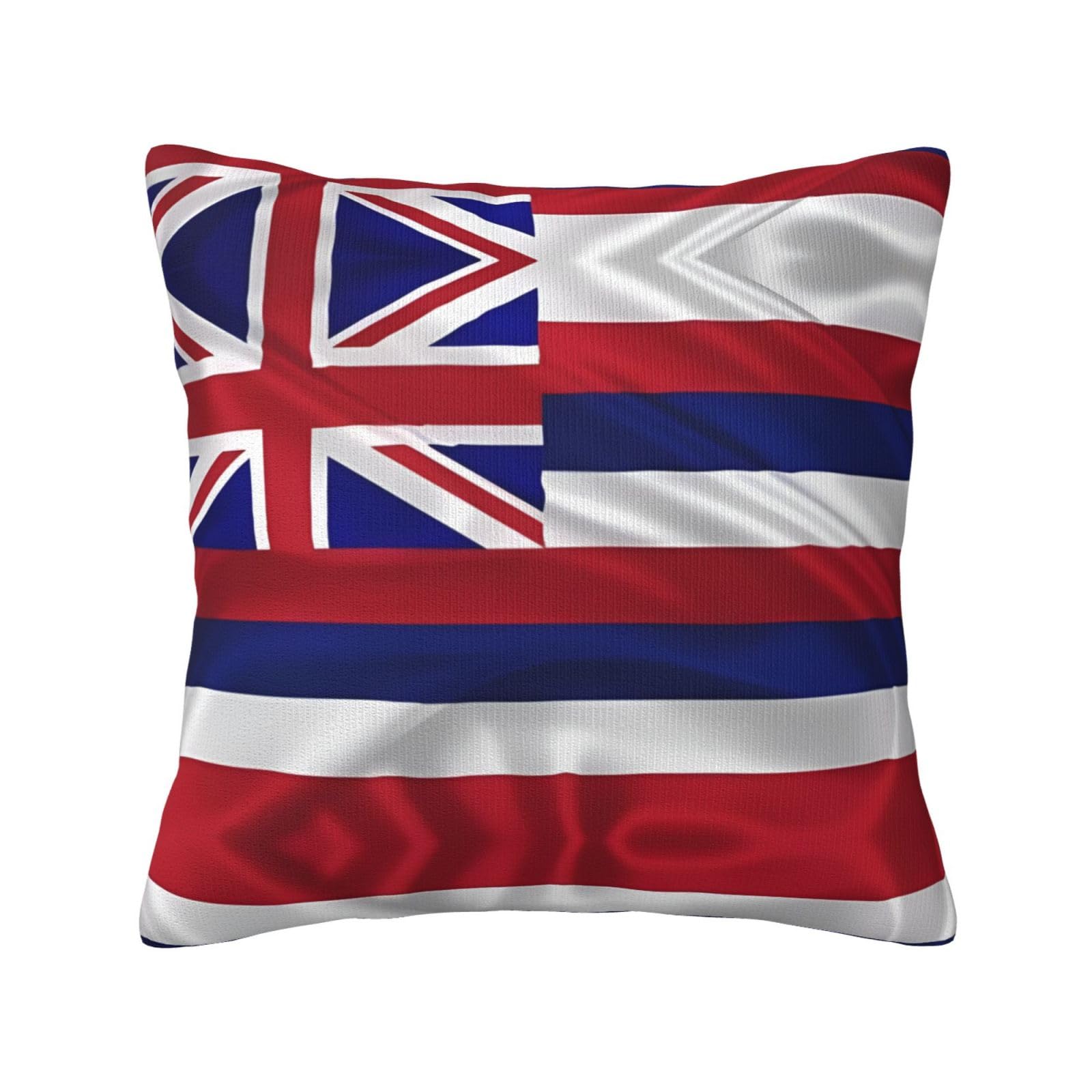 Flag of Hawaii American Print Decorative Throw Pillow Covers for Sofa, Outdoor and World Cup Celebrations