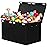popoly 122L Large Toy Box Chest with Lid, Foldable Toy Storage Organizer Bin Boxes with Removable Divider for Kids, Boys, Girls, Nursery, Playroom, 26x17 x17(Linen Black)