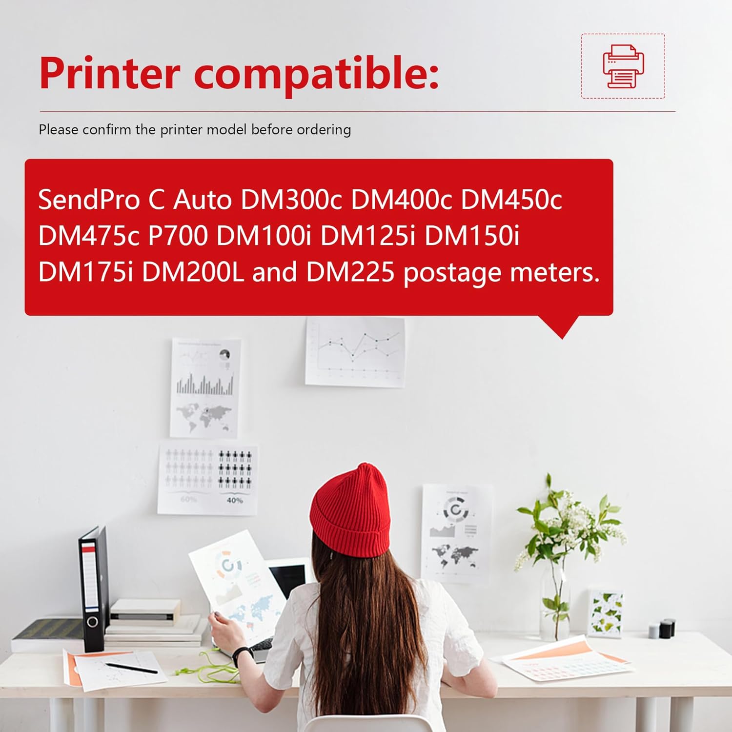 793-5 Red Ink Cartridge 2PK Replacement for Pitney Bowes 793-5 Red Ink Cartridge for DM100, DM200 and SendPro C and SendPro+,35ML