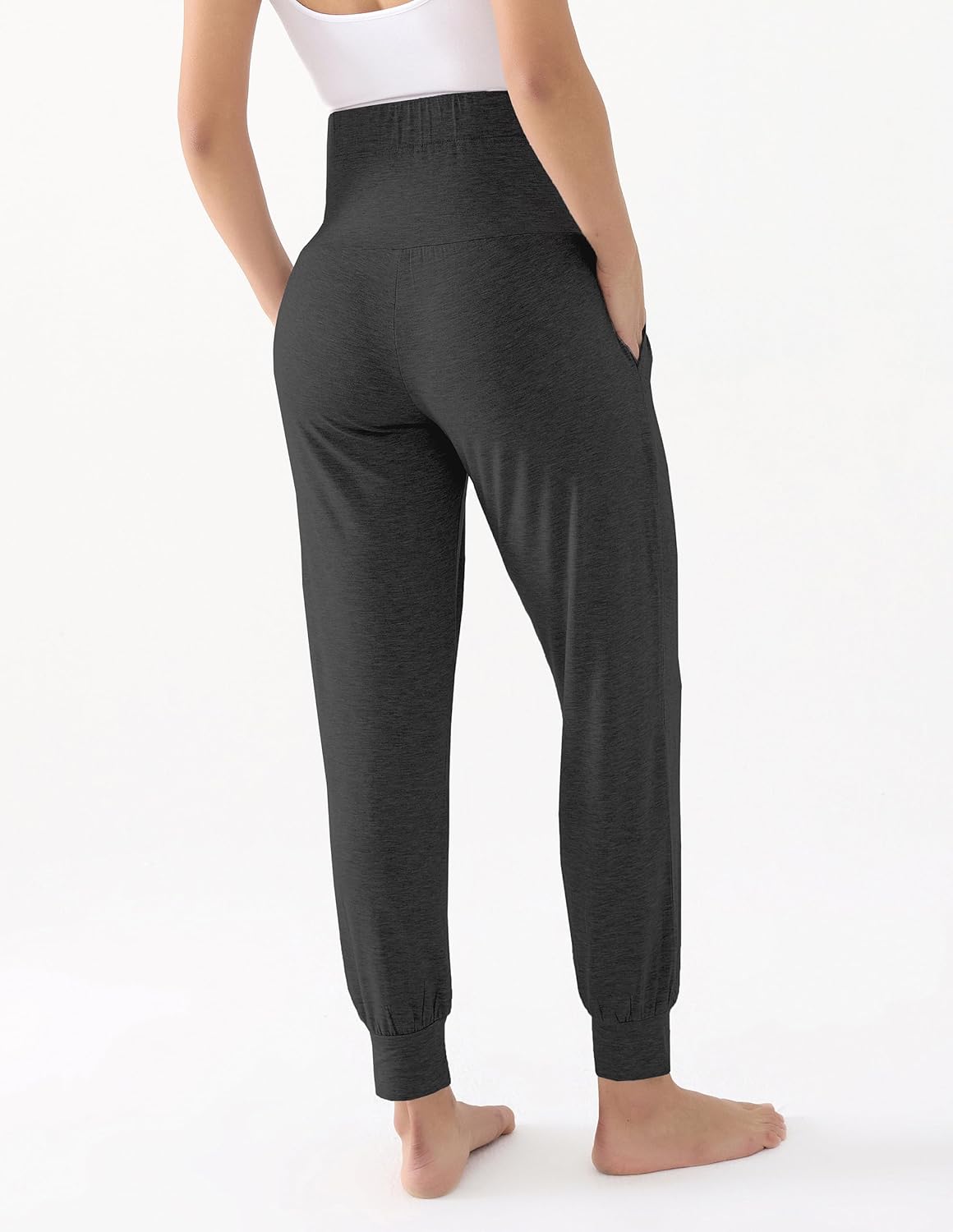 Maternity Pajama Pants Bamboo Viscose Pregnancy Lounge Pants Soft Stretchy Loose Comfy Bottoms with Pockets - Image 5