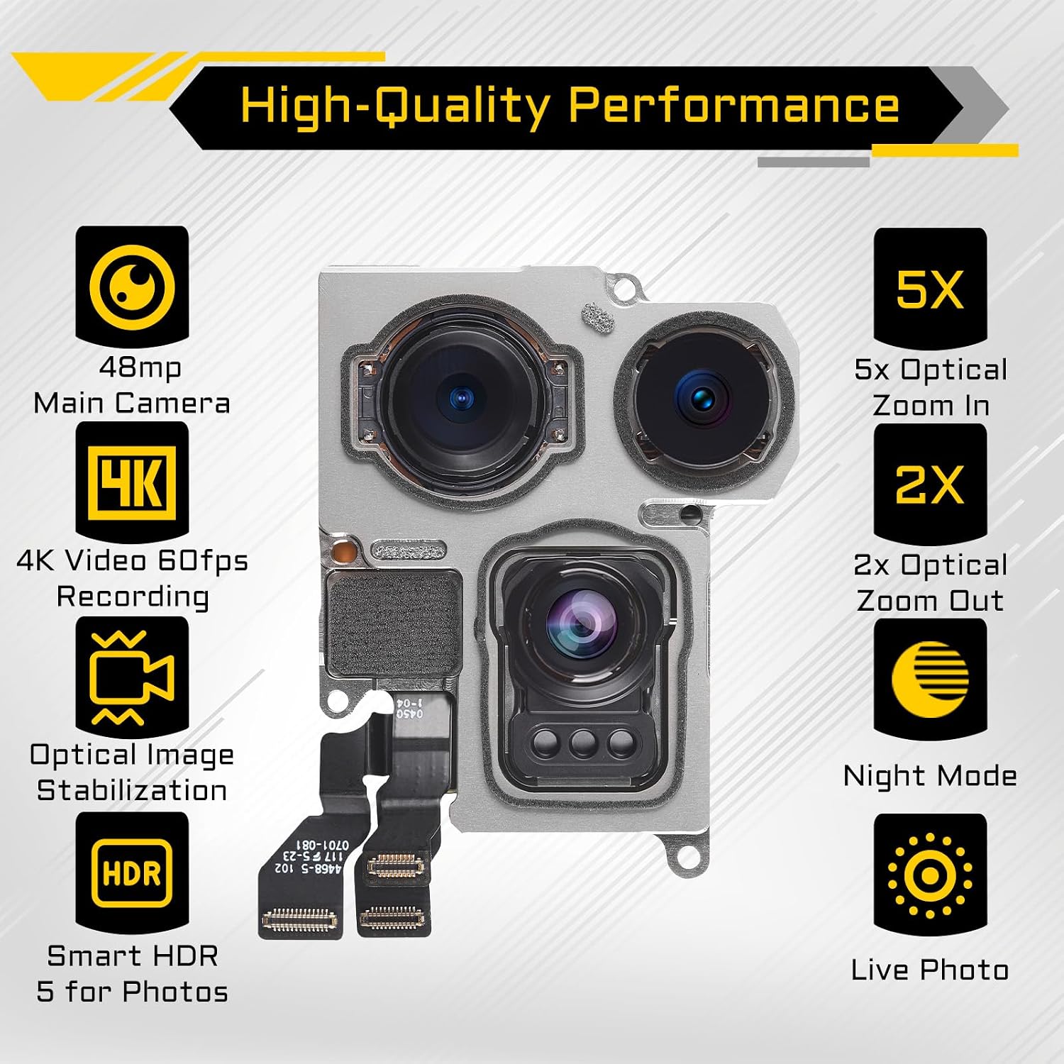 for iPhone 15 Pro Max Rear Camera Replacement for iPhone 15promax 48MP Main Back Camera Replace Full Repair Tools Kit with Magnetic Pad Screwdriver A2849 A3105 A3106 A3108