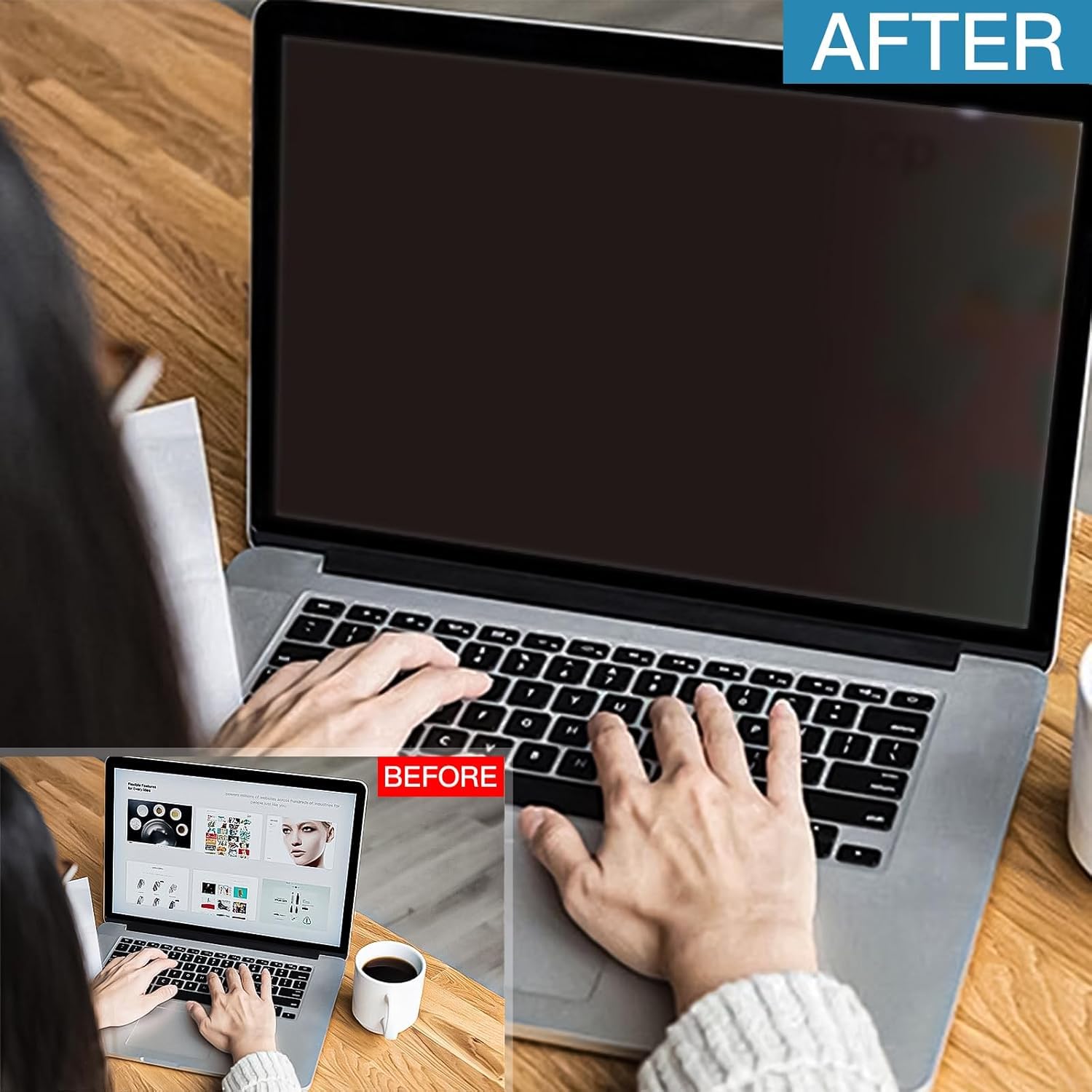 DARZYS Computer Privacy Screen Filter, For Widescreen Monitors Universal Hanging Privacy Screen Protector 18-32 Inch For Libraries(32in 730x440mm)