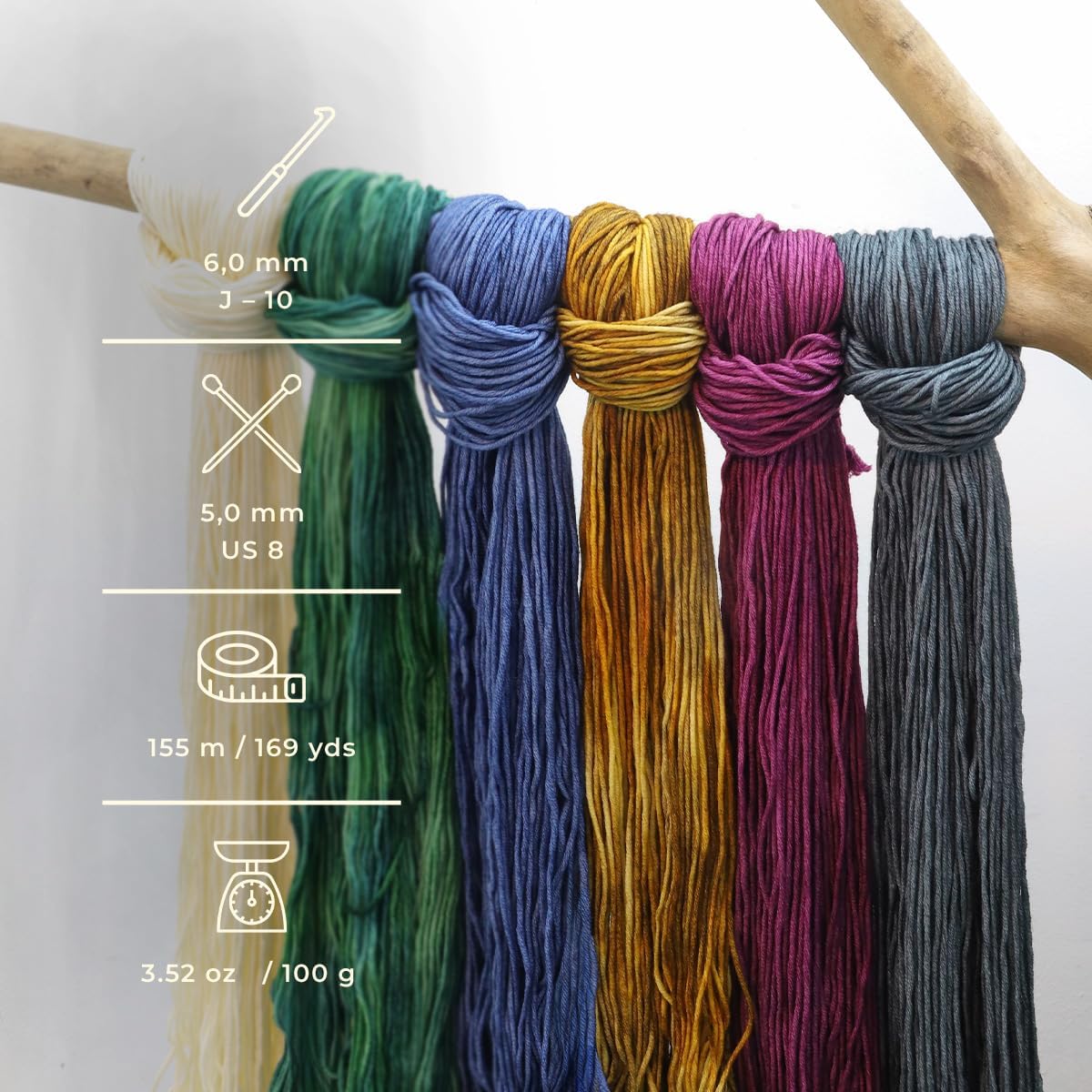 Circulo Bossa Nova Yarn, 100% Superwash Merino Wool - Premium, Soft, Durable - Worsted Weight, 169 Yards - Color: 7030 - Mustard