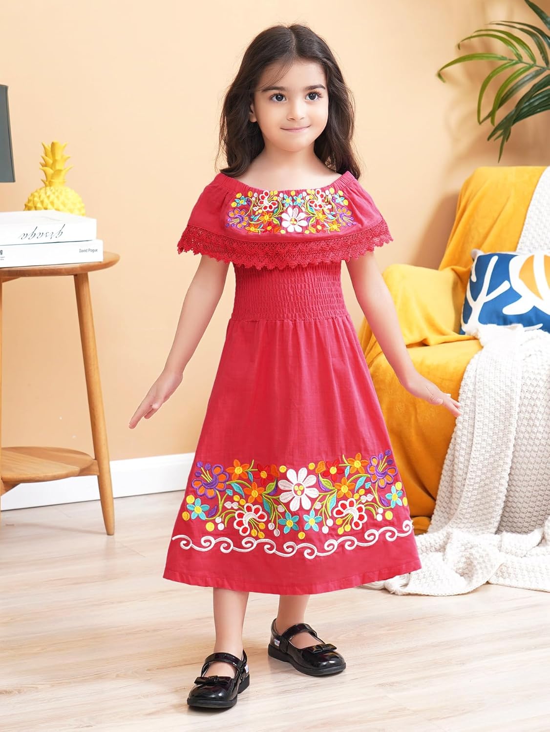 Mexican Dress for Girls Traditional Vestidos Mexicanos Cinco de Mayo Embroidered Dresser Toddler Kids