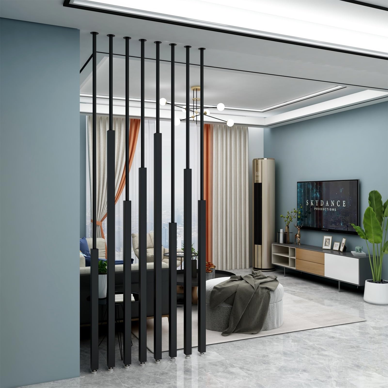 Paravent de séparation en fer – Paravent d'intimité mural pour salon, chambre, bureau, restaurant
