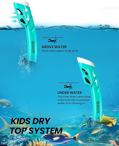 Miniatura 5 de OutdoorMaster Marlin - Juego de esnórquel para niños, máscara de buceo con correa ajustable, máscara de buceo con parte superior seca, equipo de
