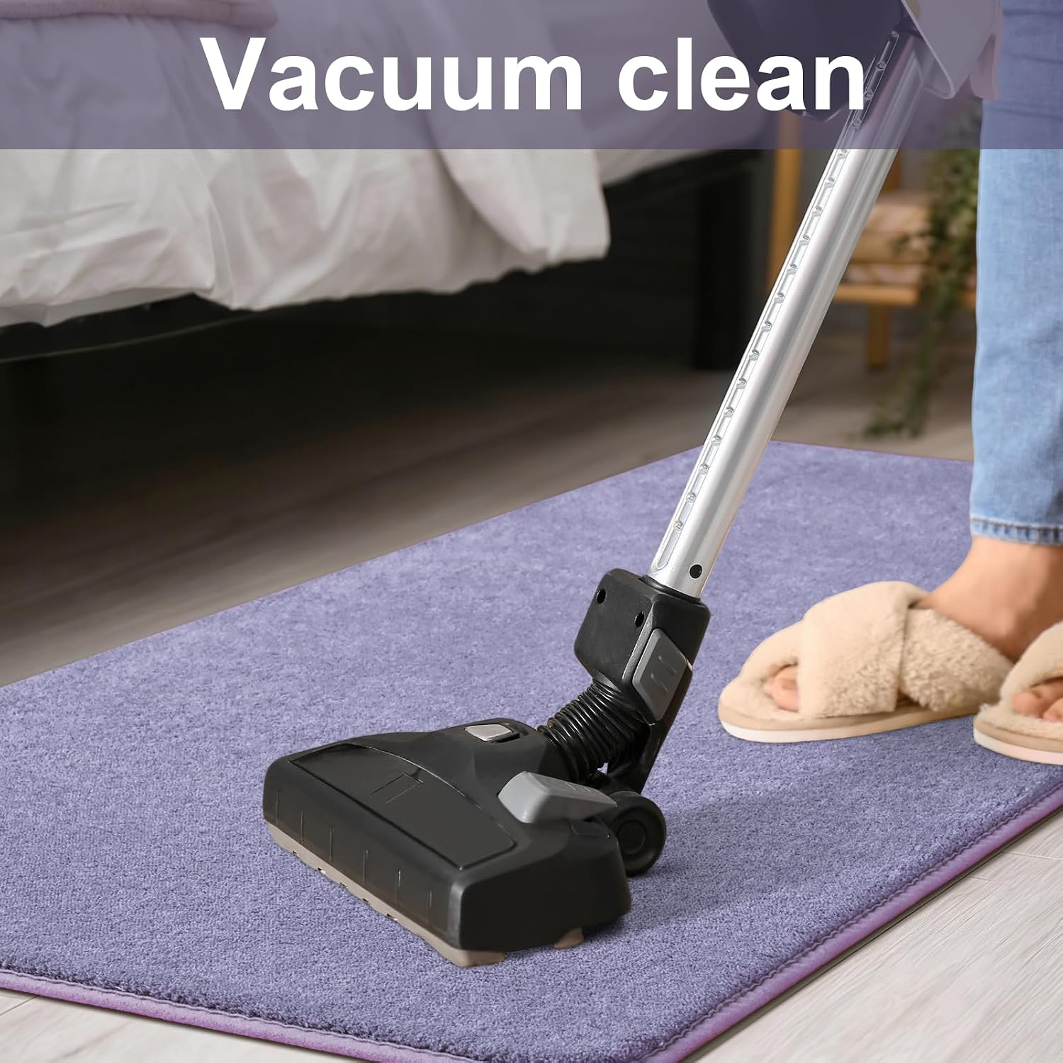 HOMORE 2x4 Runner Rug,Purple Rugs for Bedroom Living Room, Thickened Memory Foam Rug for Bedside, Non Slip Washable Mat for Kitchen Entrance, Shag Area Rugs for Dorm Nursery Room Home Office,Lavender