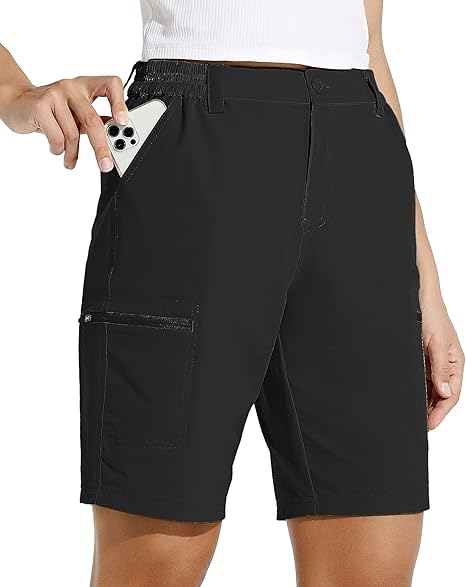 Willit Women's 10" Hiking Cargo Shorts Stretch Golf Active Long Shorts Quick Dry Outdoor Summer Shorts