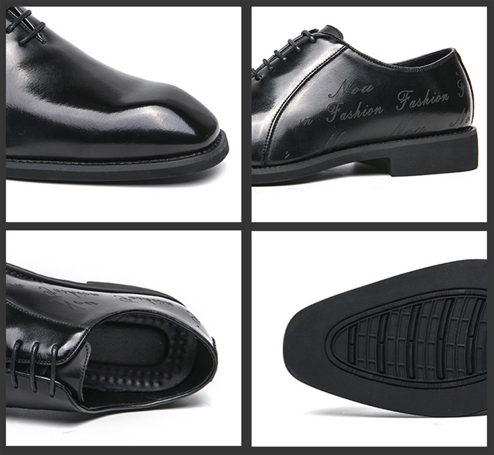 Scarpe Oxford Classiche da Uomo Stringate in Ecopelle Lucida Formali con Dettagli Laterali per Ufficio Business Matrimonio e Feste Eleganti