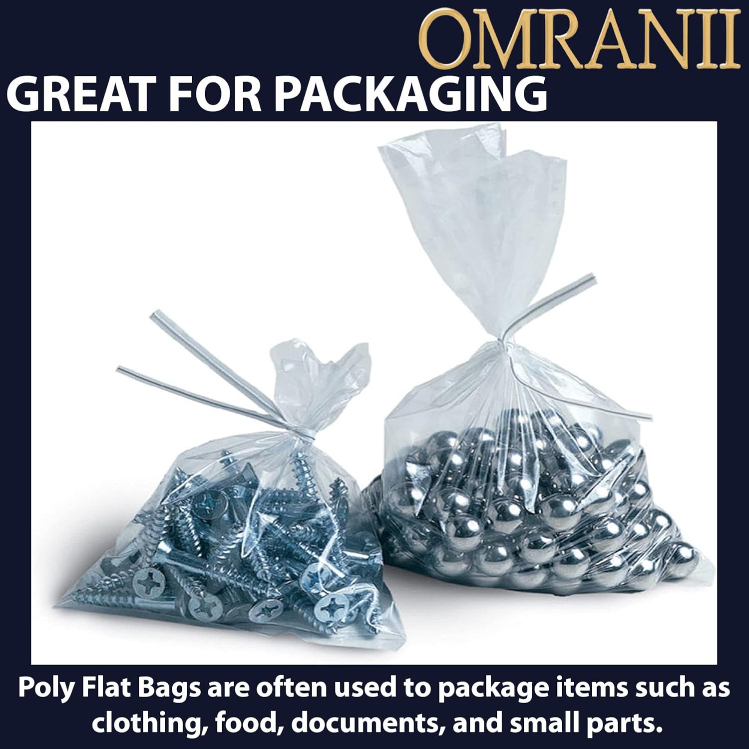 Multiple Sizes Clear Flat Poly Bag, 1.5Mil 8" X 12" & 500 Bags | Low-Density Polyethylene (LDPE), Flat Open Top Plastic Packaging Packing | Flexible and Durable Plastic Bags