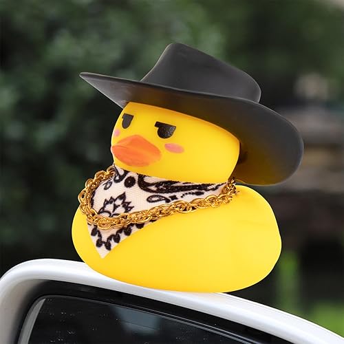 Miniatura 70 de wonuu Pato de goma para automóvil, decoración de pato amarillo con sombrero de sol, collar, gafas de sol para decoración de tablero de automóvil