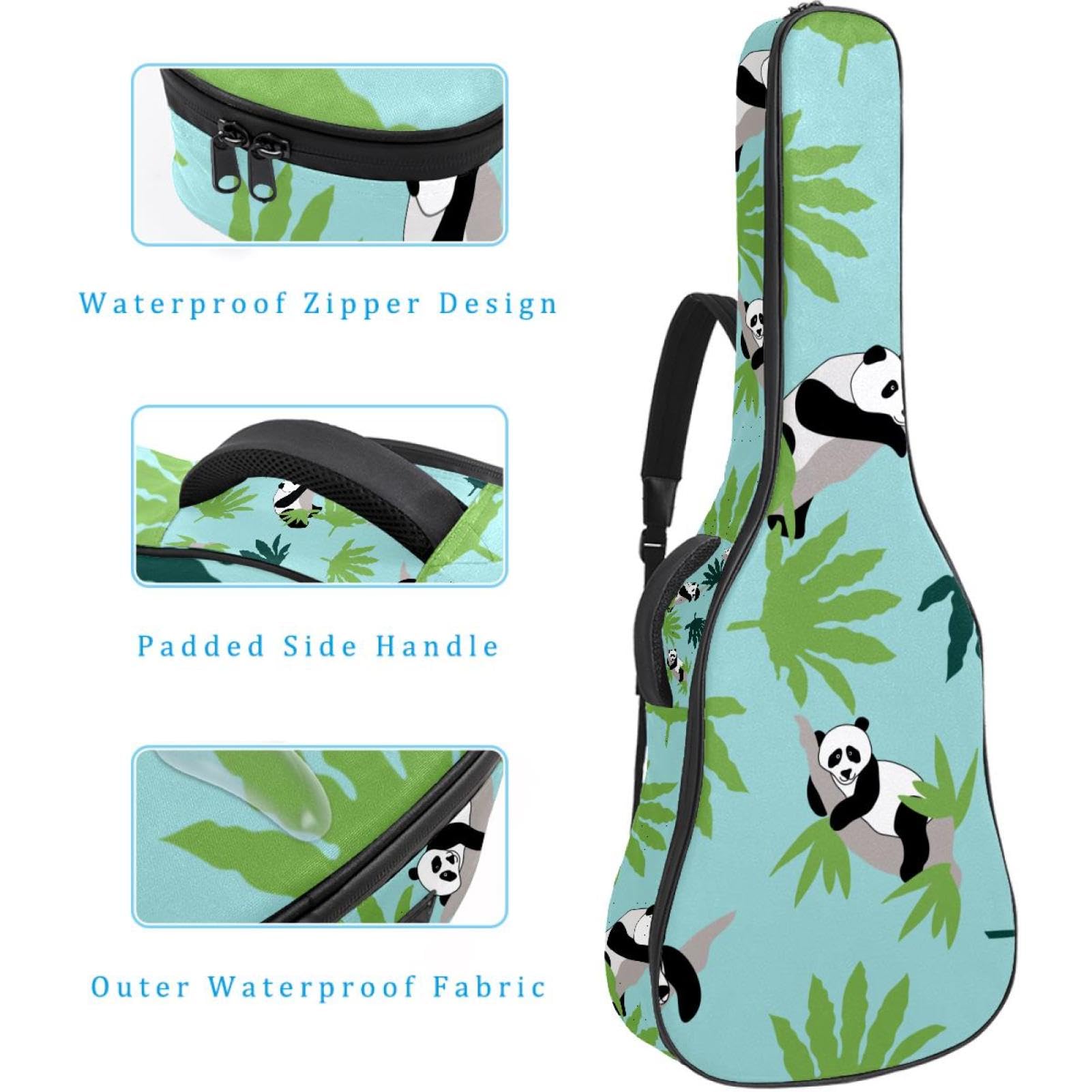 Torba na gitarę akustyczną wodoodporny plecak na gitarę grubo miękka wyściełana panda klasyczna obudowa na gitarę, wielobarwny, 42.9x16.9x4.7 in, Organizer do torby