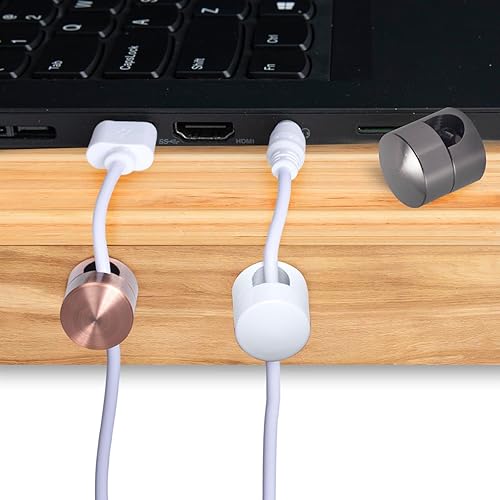 Miniatura 74 de 3 juegos de soportes de cargador para cables, soportes de anclaje de cable ajustables plateados, clips de cable de metal adhesivos, organizadores de