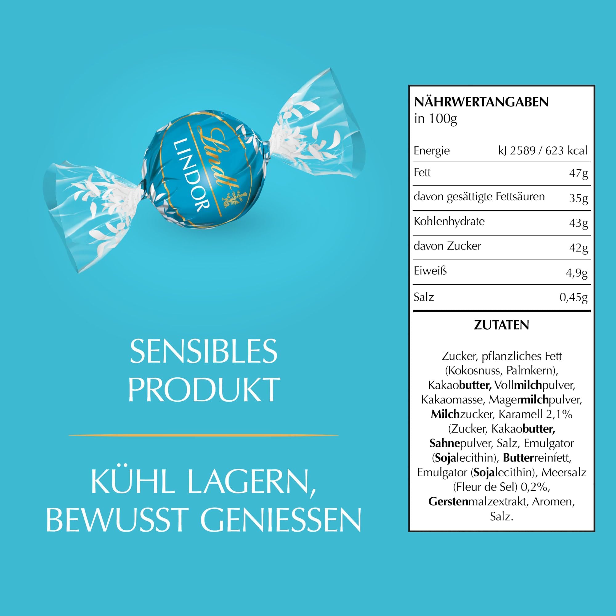 Lindt Schokolade | LINDOR Salted Caramel | 1kg Beutel | 80 Kugeln aus feiner Milch-Schokolade mit zartschmelzender Salz-Karamell-Füllung | Premiumschokolade für Genussmomente & Geschenke
