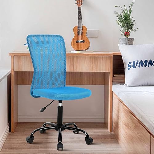 Silla de escritorio de oficina en casa, silla de oficina sin brazos, silla de malla con respaldo medio, silla de computadora pequeña, silla de