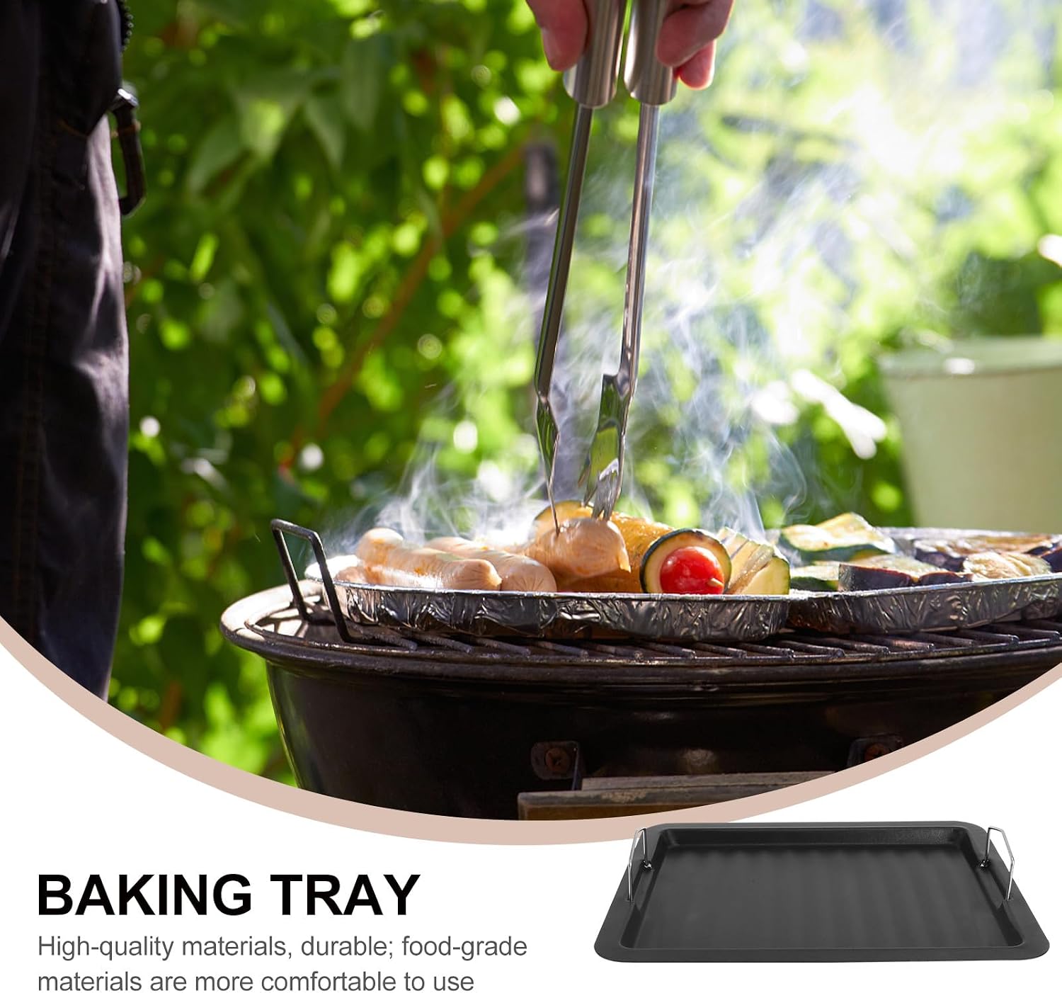 Beavorty Non-stick Barbecue Pan Grill Plate Black Household Frying Pan Outdoor Camping Barbecue Accessory