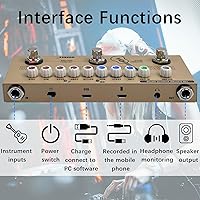 Vista 2 de HOEREV Pedal de guitarra multiefectos, retardo, fase de reverberación, distorsión, sobremarcha, multiefectos, para guitarra acústica, batería