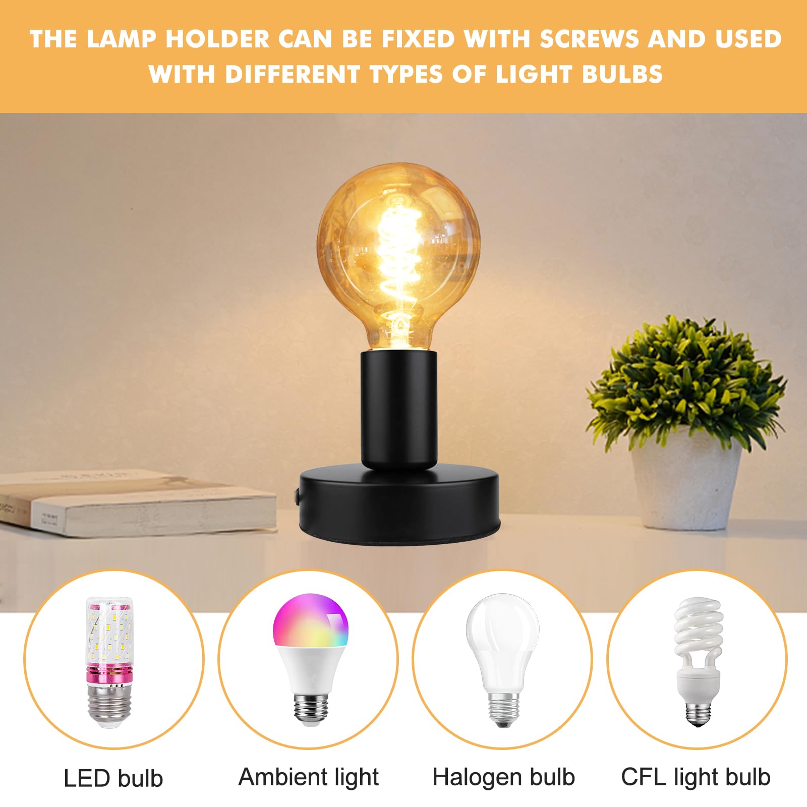 Oprawa lampy E27, 4 sztuki z kablem sieciowym 1,8 m i przełącznikiem kablowym, nadaje się do lamp stołowych DIY, lamp wiszących, oświetlenia w salonie, sypialni, biurze, kawiarni i barze