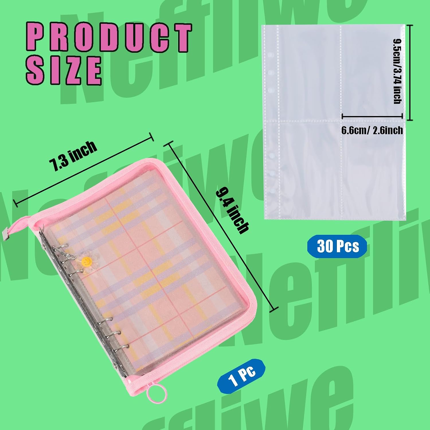 4-Pocket K-pop Photocard Holder Book with 30Pcs Inner Pages 6 Ring A5 Photocard Binder Card Collect Book Hold Up to 240 Cards (Pink)